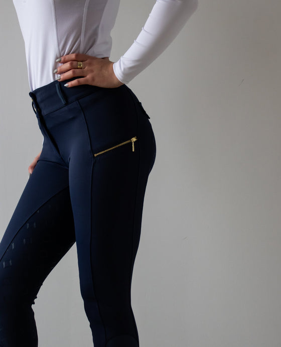 True Navy Kinetix Hybrid Breeches - Equine Culture